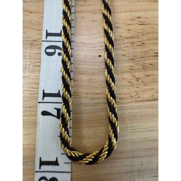 Vintage Trifari Gold & Black Twisted Rope Chain Necklace With Lobster Clasp - Picture 4 of 9